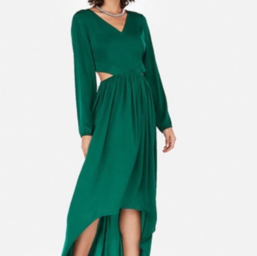 Express Green emerald Satin dress.
